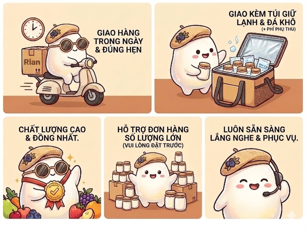 Dịch vụ giao hàng và chăm sóc khách của RiAn Yogurt